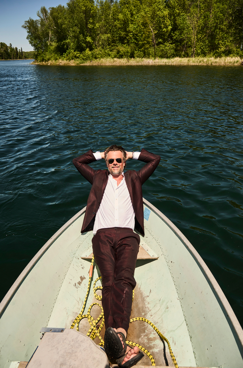 Josh Duhamel relaxing on a boat